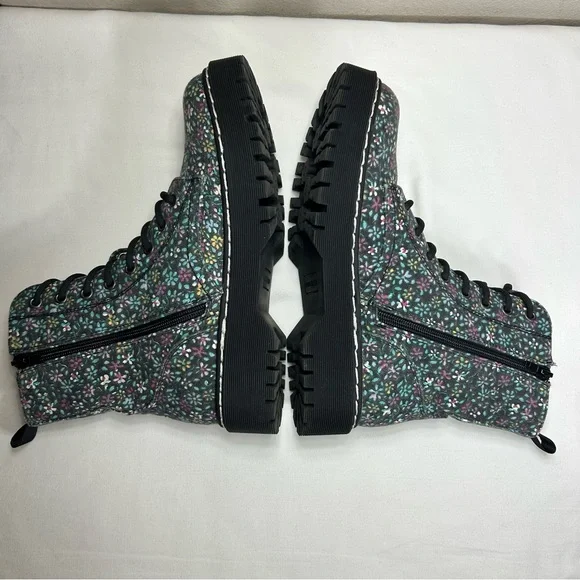 Sincerely Jules Harley Chunky Floral Lace-Up Canvas Combat Chic Boot 7.5 - Picture 8 of 16